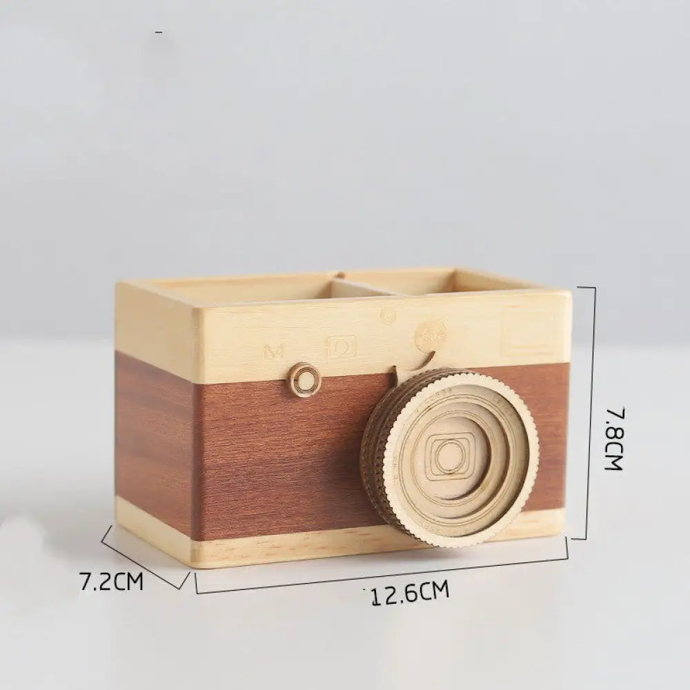 Pen Holder in the shape of Wooden Camera - Kilimanjaro fine craft -  